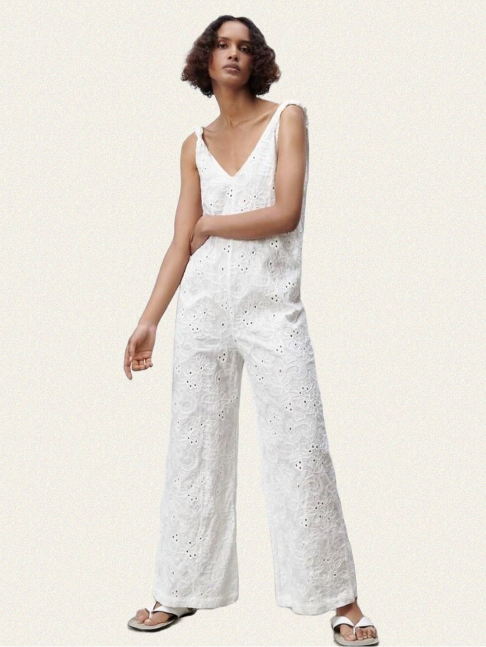 Zara Cotton Eyelet Jumpsuit